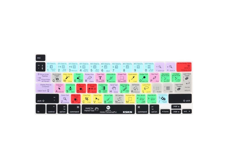 XSKN Photoshop Shortcuts Silicone Keyboard Cover Skin for Touch Bar Models 2019 MacBook Pro 16 inch A2141 2020 MacBook Pro 13.3 inch A2251 A2289 A2338 M1 Keyboard with Touch ID US & EU Common Version - Image 1